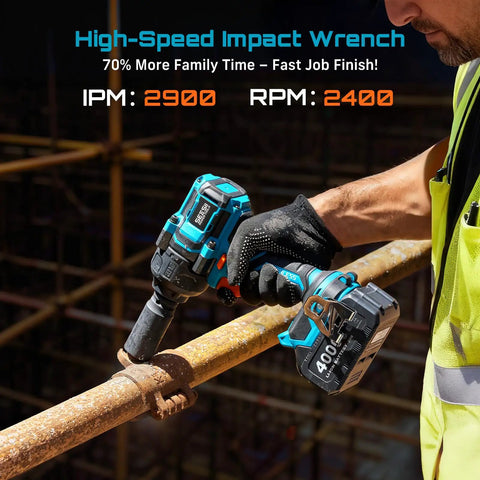 Heavy Duty Half Inch Brushless Impact Wrench Brings The Beast Mode With 886 Ft Lbs Torque And 2400 Rpm, rust removal on a metal rod.
