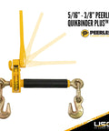QuikBinder Plus Ratchet Load Binder And Grade 70 Chain Set on white background, showing dual hooks and ratchet mechanism