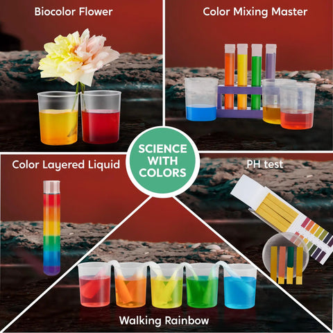 Ultimate Science Kit With 85 Plus Experiments For Kids Aged 6 7 8 Featuring Volcano Eruption Crystal Growing Chemistry And Earth Science Totally Hands On Activities For Curious Learners showing colorful liquid experiments
