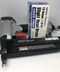 Heavy Duty Pneumatic Brad Nailer 18 Gauge 2 Inch Strip Capacity Smooth Operator displayed with a box of brads.