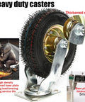 Straight Up Heavy Duty Industrial Caster Pair Featuring Silent Rubber Wheels And Thick Steel Base Plates Delivering A Smooth Low Noise Roll For Any Shop Cart Or Gear Rig with thickened base plate and rubber tire.