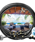 Beat The Heat Outdoor Misting System Kit 75 Ft Misting Line With 23 Nozzles And Three Quarter Inch Brass Adapter