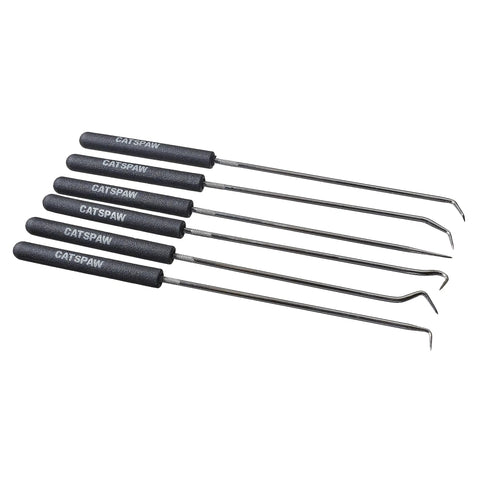 9-3/4 Inch Hook And Pick Set, 6-Piece Black Hand Tools for gaskets, O-rings, cotter pins, snap rings, hoses removal