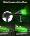 Green Solar Outdoor Spotlights 20 LED IP65 Waterproof Landscape Lights for Garden Path Yard Holiday Decor 4 Pack showing brightness mode