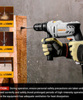 Kick Ass Heavy Duty 6 Amp Corded Hammer Drill With Half Inch Keyed Chuck And Twelve Piece Bit Set Variable Speed Rotation for drilling wood, metal, and masonry.