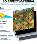 Windmill Glass Polished Rainbow Peel and Stick Backsplash Tile Kit for Kitchen Fireplace and Bathroom 3D effect diagram