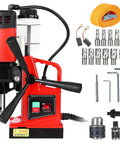 GarveeTech 110V Magnetic Drill Press 1300W With 1.6 In Boring Diameter, complete with 11 drill bits and accessories.
