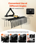 50 Inch Tow Behind Landscape Rake With 17 Steel Tines For Category 1 Tractors, angle adjustment demonstration