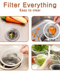 Heavy Duty Stainless Steel Sink Strainer Set Four Pack With Two Point Seven Five Inch Top Opening And One Inch Mesh Hair Catcher