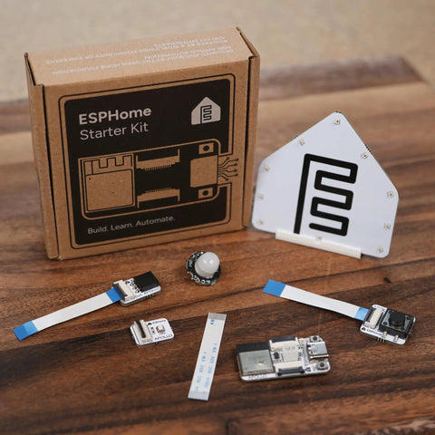 Plug And Play Smart Home Sensor Hub Delivered As A Straight Up Game Changer For Quick Home Assistant Setup With Zero Sweat Soldering Required And Dual Expansion Ports Linked To A Visual Device Builder For Smooth Local Control, showing ESPHome starter kit and sensors.