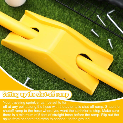 Yellow shut-off ramp for Traveling Tractor Sprinkler Head For Lawn And Garden No Fuss Easy Setup Durable Motor Assembly Yard Watering System