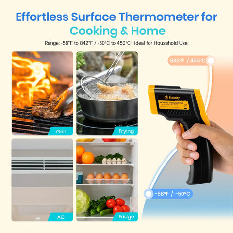 Infrared Temperature Gun Non Contact Thermometer For Cooking And DIY Home Projects With Laser Gauge -58 To 716 F Range