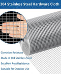 Rock Solid 304 Stainless Steel Hardware Cloth Mesh 1/4 Inch 22 Gauge showing hand size mesh openings for outdoor use.