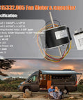 RV Brisk Air II Fan Motor Replacement One Quarter Horsepower Three Speed Genteq F48AF70A61 with specifications
