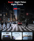 Urban night street showing 4K Front And Rear Dash Cam With Starvis 2 Sensor GPS WiFi For Fast Download And Free Memory Card Included image.