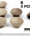 Straight Up Real Deal Smooth As Butter Wooden Cabinet Knobs For Dresser Drawers And Bifold Doors Full Round Unfinished Wood Handles Pack of eight knobs displayed.