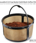 Gold Mesh Reusable Coffee Filter For 8 To 12 Cups No More Paper Filters This Eco Friendly Basket Style Filter Is Compatible With Keurig K Duo Essentials And K Duo Brewers BPA Free 1 Pack