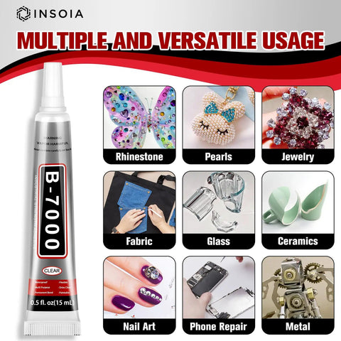 Clear Rhinestone Glue Kit 15 Tubes 15ml Each DIY Friendly With Precision Tip Quick Dry Multi Purpose Adhesive