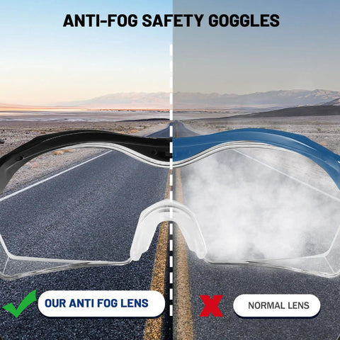 Two Pack Safety Glasses With Anti Fog Coating And Adjustable Temples For Outdoor Work ANSI Z87.1 High Impact Lab Goggles comparison