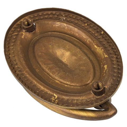 Top Shelf Antique Brass Drawer Bail Pull With Straight Up Classic Vibes, 2 Inch Center To Center Cup Handle For Dresser Cabinets, Dead On Stamped Brass Backplate Furniture Hardware Kit