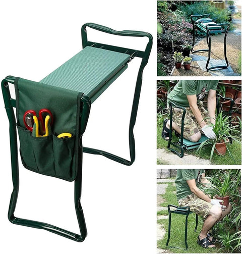 Image of Your Go To Garden Kneeler Seat Folding 2 In 1 Kneeling Chair With Handles And Foam Padded Seat Garden Bench in use for gardening tasks.