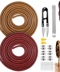 Two Pack Leather Heavy Duty Treadle Sewing Machine Belts 72 Inch 3 Sixteenth Inch Replacement With Hooks For Vintage Singer Jones Sewing Machines Plus 23 Accessories Kit, belts and tools