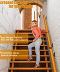 Indoor Stair Wood Handrail Kit 2ft Non Slip Pine Railing Complete Rail System For increased security with woman on stairs