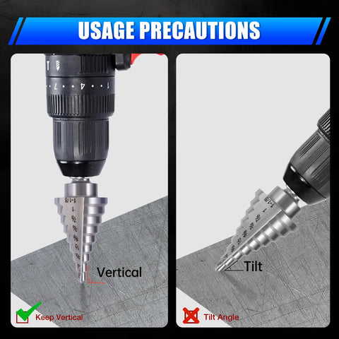 4241 HSS Step Drill Bit Three Sixteenth To One And One Eighth Inches Pro Grade All In One Multi Hole Sizes for Metal and PVC