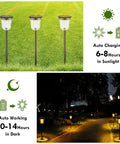 Solar Pathway Lights 4 Pack Outdoor IP65 Waterproof Garden Lights With Two Lighting Modes Auto On Off 200 Lumens shining on path