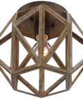 Elevate Your Home Decor With This Straight Up Solid Rustic Flush Mount Ceiling Light Featuring A Dope Wood Finish That Brings Serious Farmhouse Vibes To Any Room UL Certified Easy Setup Perfect For Modern Living Spaces Today. Hexagon rustic wood frame light showing warm glow.