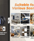 4 In 1 Smart Door Lock With Fingerprint And Keypad, No Key Fob Needed, Keyless Touchscreen With Bluetooth App Control, Auto Lock for various scenes