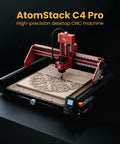 Pro Grade 200W CNC.Router And Desktop Milling Machine with red spindle carving intricate designs on wood.