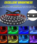Close-up of Three Piece 60 Inch RGB Truck Bed Light Kit With 270 LED Neon Accent Lighting And RF Remote On Off Switch Plus Splitter Extension