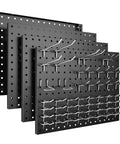 Heavy Duty Metal Pegboard Panels 4 Pack With 50 Hooks Black Wall Organizer For Home Garage Tool Storage