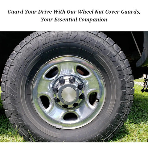 24Pcs Wheel Lug Nut Covers M27x2.0 Bolt Caps on truck wheel, showing protective caps and upgraded car style, 1.56 inch tall.