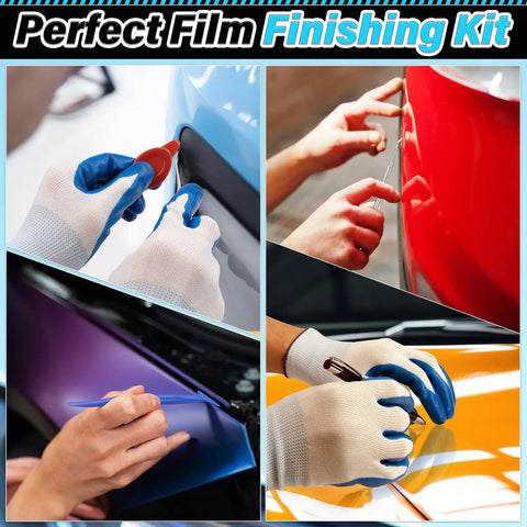 All In One Car Window Tint Kit With 55 Pcs Vinyl Wrap Tools demonstrating use on car surfaces