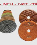 Pro Grade 5 Inch Wet Diamond Polishing Pads Set For Concrete And Stone Grits 50 100 200 400 Standard A Resin Bonded, grit 200 pad