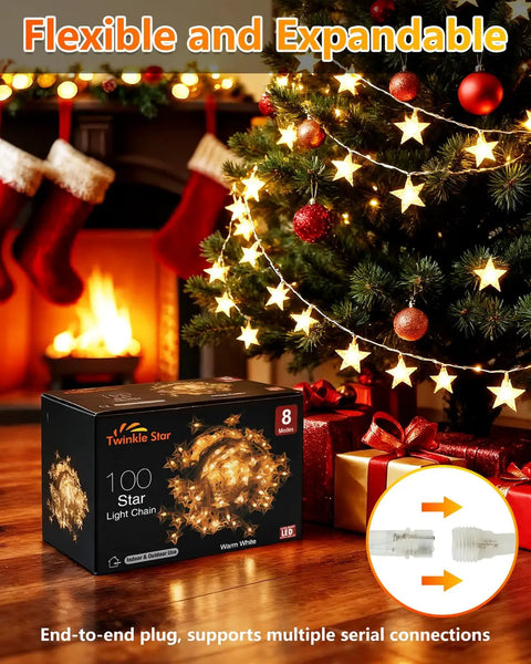 100 LED Star String Lights 33Ft Waterproof Fairy Lights For Indoor And Outdoor Decor Warm White Shatterproof And Energy Saving Ideal For Bedroom Doors Or Windows Weddings Christmas Trees Ramadan New Year box by Christmas tree