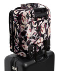 Underseat Rolling Work Bag With Laptop Sleeve And Botanical Paisley Print For Commuters, Softside Travel Ready Tote on suitcase