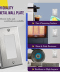 Heavy Duty Decorator Metal Wall Plate For Switch Or Receptacle 1 Gang 4.50 By 2.76 Inches, Corrosion Resistant 430 Stainless Steel