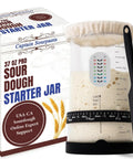 Sourdough Starter Kit With 37 Oz Wide Mouth Glass Jar For Bread Making Feeding Band With Time Markers Cloth Cover Spatula And Thermometer