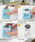 Two Pack Vial Label Applicators For 2ml 3ml And 5ml 10ml Vials Time Saving Handheld Sticker Alignment Tool in use with 5ml vial