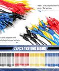 110 Pcs Automotive Circuit Test Lead Kit With Multimeter Probes Back Probe Kit showing colorful flat and round socket leads