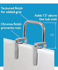Bathtub Grab Bar For Seniors And Disabled, No Sweat Safe Grip Rail For Getting In And Out Of Tub, Easy Install, Chrome Finish, 7.5-inch Height