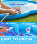 Person connecting garden hose to Sea World 75 Inch Splash Pad Sprinkler For Kids And Dogs Thickened Outdoor Water Toy Play Mat.