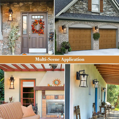 Dusk To Dawn Matte Black Outdoor Wall Light With Seed Glass on porch, garage, patio, and entryway for versatility.