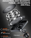 Exploded view of Heavy Duty Magnetic Phone Holder Base with industrial N55 magnets, 1-inch ball, and anti-slip silicone pad.