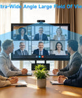 Image of a meeting with participants on a screen using a Crisp 1080P USB Webcam With Built In Mic For Smooth Video Calls And Live Stream.