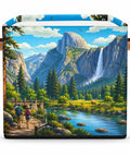 Slick 13 Inch Foldable Cube Storage Bins For Closets And Shelves Easy Clean Waterproof Bin With Reinforced Handles featuring a scenic mountain landscape.