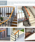 Top Notch Outdoor Wooden Railing For Two To Five Steps Crafted With Heavy Gauge Iron Posts shown in various settings.